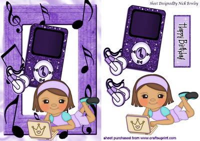Birthday Girl with Her Laptop and Mp3 Player