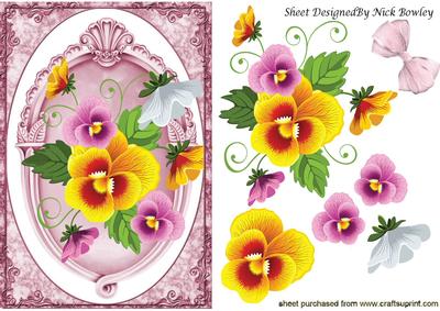 Pretty Coloured Pansies with Bow