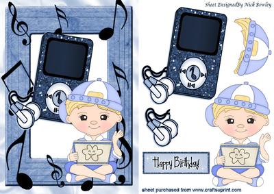 Boy Playing on His Laptop with Mp3 Player
