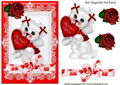 My Heart is Yours! Cute Little Puppy with Heart Bow