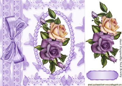 Lilac and Cream Roses in Pearl Frame & Lace 8x8