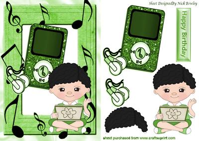 Ethnic Birthday Boy with His Laptop and Mp3 Player