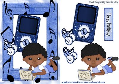 Ethnic Birthday Boy Loves His Laptop and Mp3 Player
