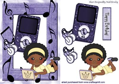 Ethnic Birthday Girl Loves Her Laptop and Mp3 Player