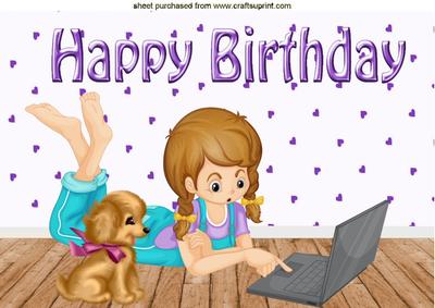 Little Girl with Her Laptop and Little Puppy, A4