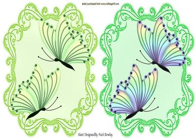 Pretty Shades of Green Butterfly Toppers