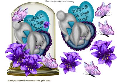 Be My Snuggle Bunny, in a Dome with Flowers and Butterflies