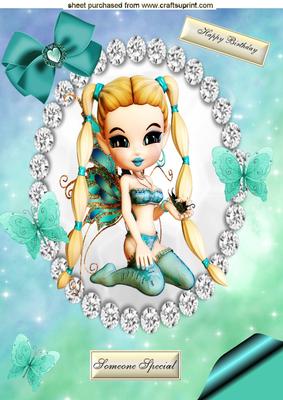 Cute Little Girl in Diamond Frame A4 Topper