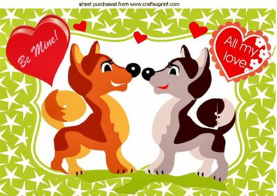 Be Mine! Cute Pair of Dogs Sharing the Love A4