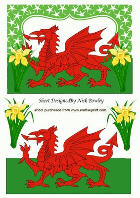 The Welsh Dragon, for St Davids Day with Daffodils