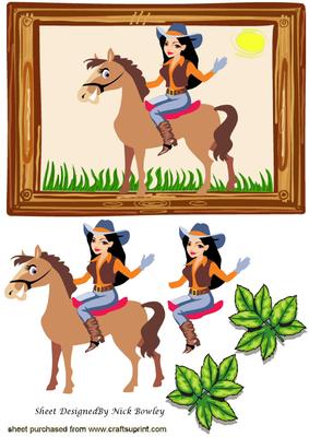 Country and Western Cowgirl Riding a Horse