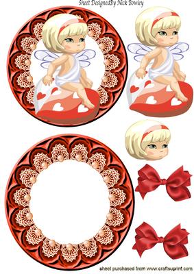 Little Faerie Sitting on a Heart, with Bows Rocker Card
