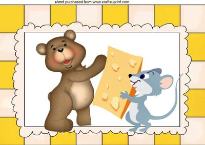 Little Teddy with Mouse and Cheese A4