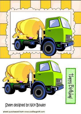 Cement Mixer Truck, in Check Frame