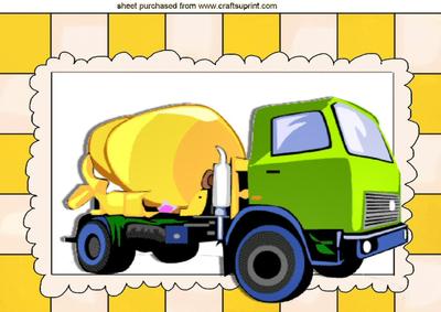 Cement Mixer Truck, in Check Frame A4