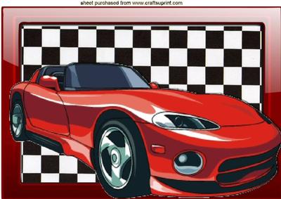 Red Sports Car, in Glass Frame A4