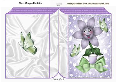Cartoon Face with Lilac Flower and Butterflies Folded Book