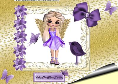 Cute Little Faerie with Bird A4 Topper