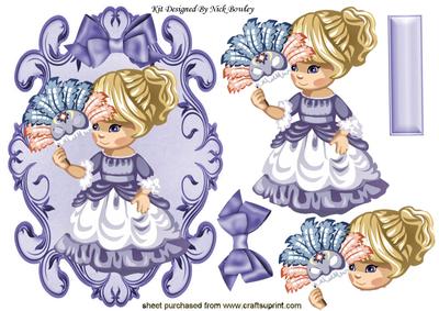 Little Lady in Lilac in Ball Gown with Her Fan