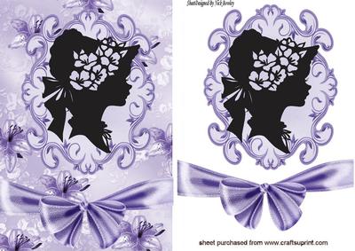 Pretty Silhouette Lady in Purple Card, Topper and Bow