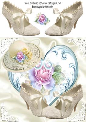 Pretty Sun Hat and Vintage Bow Shoes with Roses 8x8