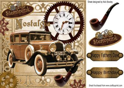 Fond Memories, Nostalgia, Steampunk with Vintage Car 8x8