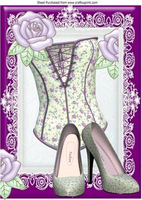 Flowered Basque with Shoes and Big Rose in Lilac A4