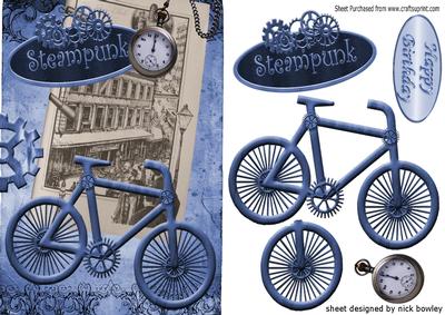 Old Vintage Town with Steampunk Bike and Fob Watch