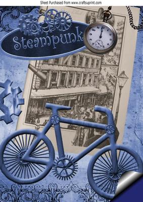 Old Vintage Town with Steampunk Bike and Fob Watch A4