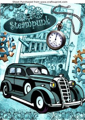 Bygone Era of Vintage Car Nostalgic Scene & Steampunk A4
