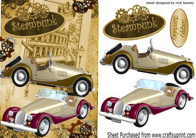 Vintage Cars in Steampunk Frame