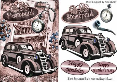 Brown Vintage Sudan Car with Steampunk