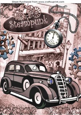 Brown Vintage Sudan Car with Steampunk A4