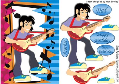 Rock Star with His Guitar in Music Frame