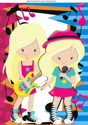 Blond Rock Singers with Guitar A4
