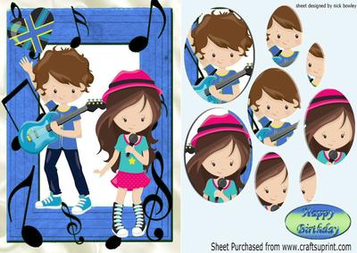 Pop Singers Boy and Girl Oval Pyramids in Blue