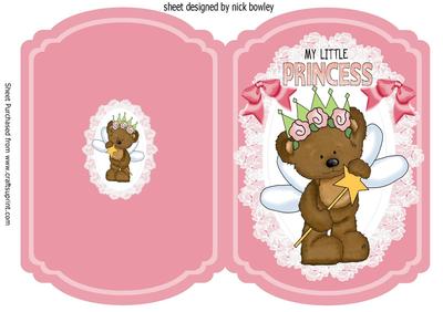Pretty Little Princess Teddy with Bows Quick Card