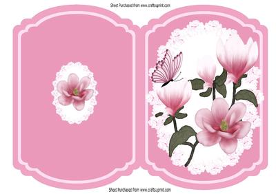 Pretty Pink Magnolias with Butterfly Quick Card