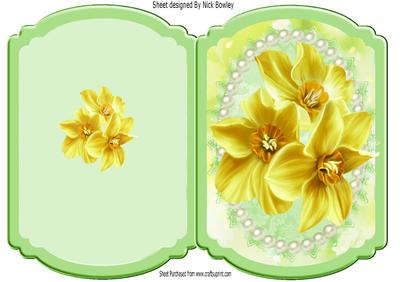 Pretty Yellow Daffodils with Pearls and Lace Quick Card