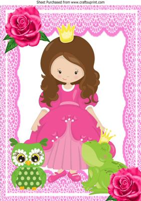 Pretty Princess with Her Frog Prince & Rose A4