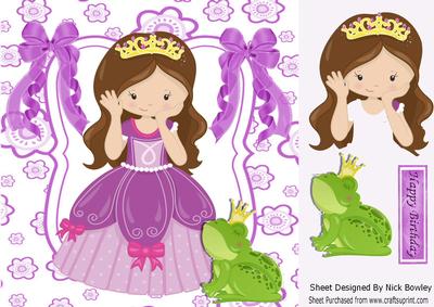 Pretty Princess with Her Frog Prince & Bows 8x8