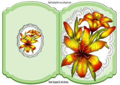 Pretty Tiger Lilies on Lace Quick Card