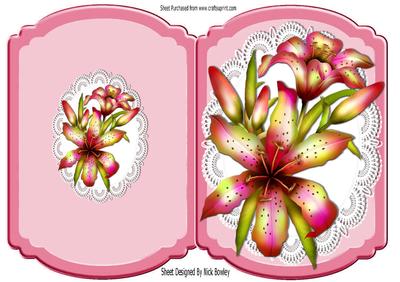 Pretty Pink Tiger Lilies on Lace Quick Cards