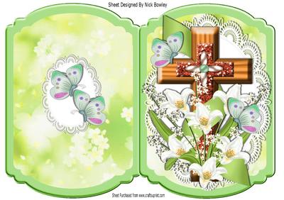 Pretty Cross with Lillies and Butterflies Quick Card