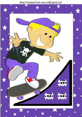 I Just Love Going Out and Skateboarding Boy in Purple A4