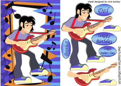 Rockstar Dude in Purple with Guitar in Music Frame