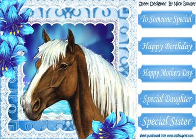 Beautiful Palomino in Fantasy Design with Flowers 8x8