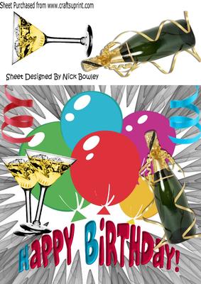 Celebrating Birthday with Champagne and Balloons 8x8