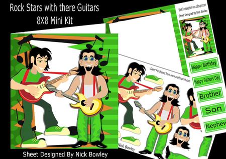 Singing Rock Stars with There Guitars 8x8 Mini Kit Green
