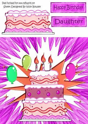 Pink Birthday Cake with Balloons & Candles 8x8